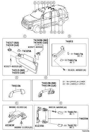 Roof Assist Grip 74620-0C020 for Toyota Sequoia