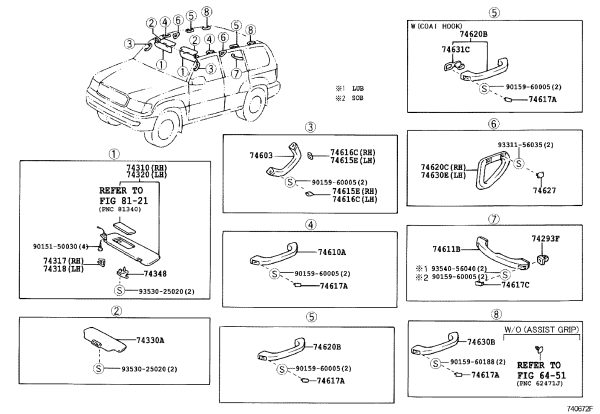 Front Auxiliary Handle Sub-Assembly 74610-60070 for Toyota Land Cruiser