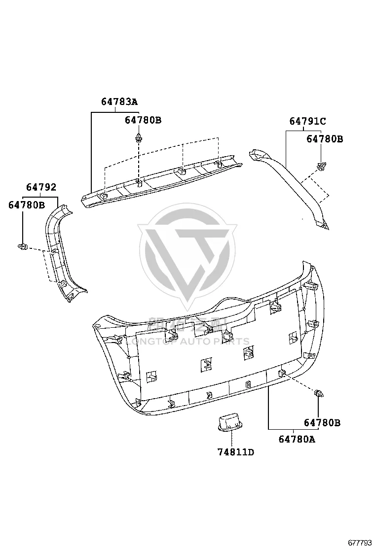 Tailgate Inner Handle 74811-0E010 for Toyota Sienna