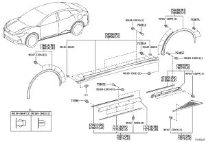 Rear Door Exterior Trim Panel 75077-03010 for Toyota BZ3