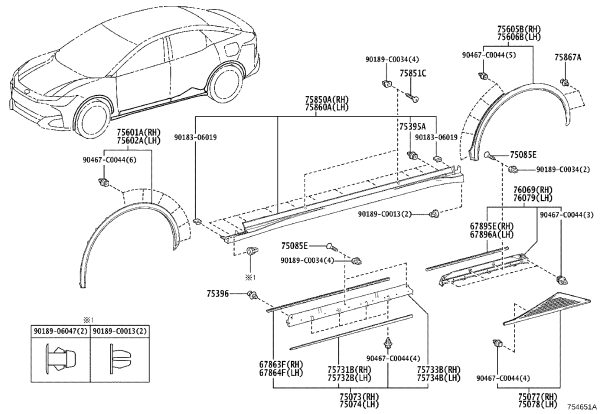 Front Wheel Fender Left 75602-03010 for Toyota BZ3