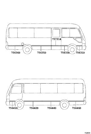 Front door exterior trim panel (right) 75073-0S020 for Toyota Coaster