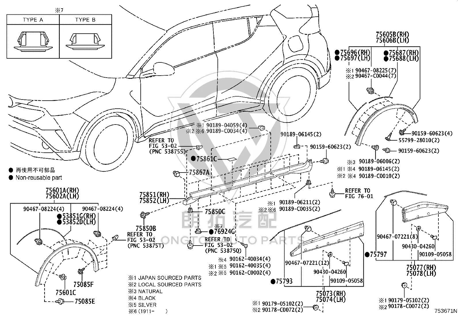 Rear Wheel Fender (Left) 75606-F4030 for Toyota IZOA