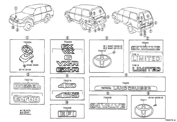 Front Hood Emblem 75303-60020 for Toyota Land Cruiser