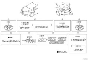 Tail Cap Wordmark 75441-02340 for Toyota Corolla
