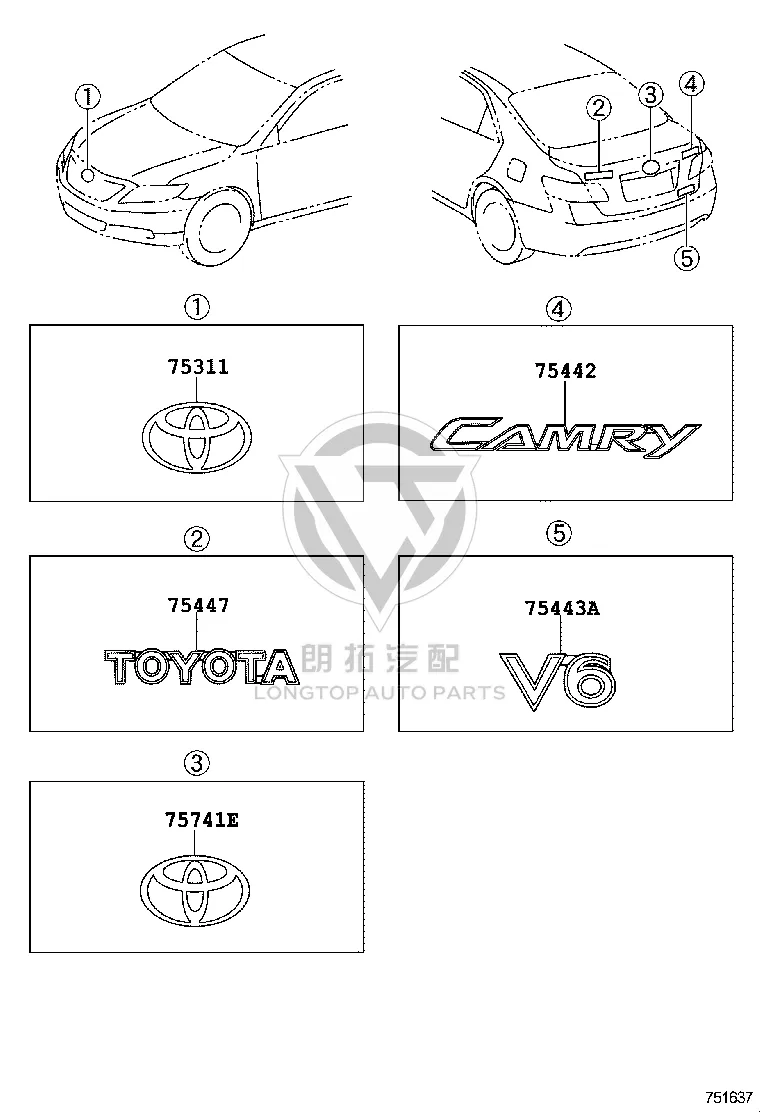 Front Grille Emblem 75311-33130 for Toyota Camry