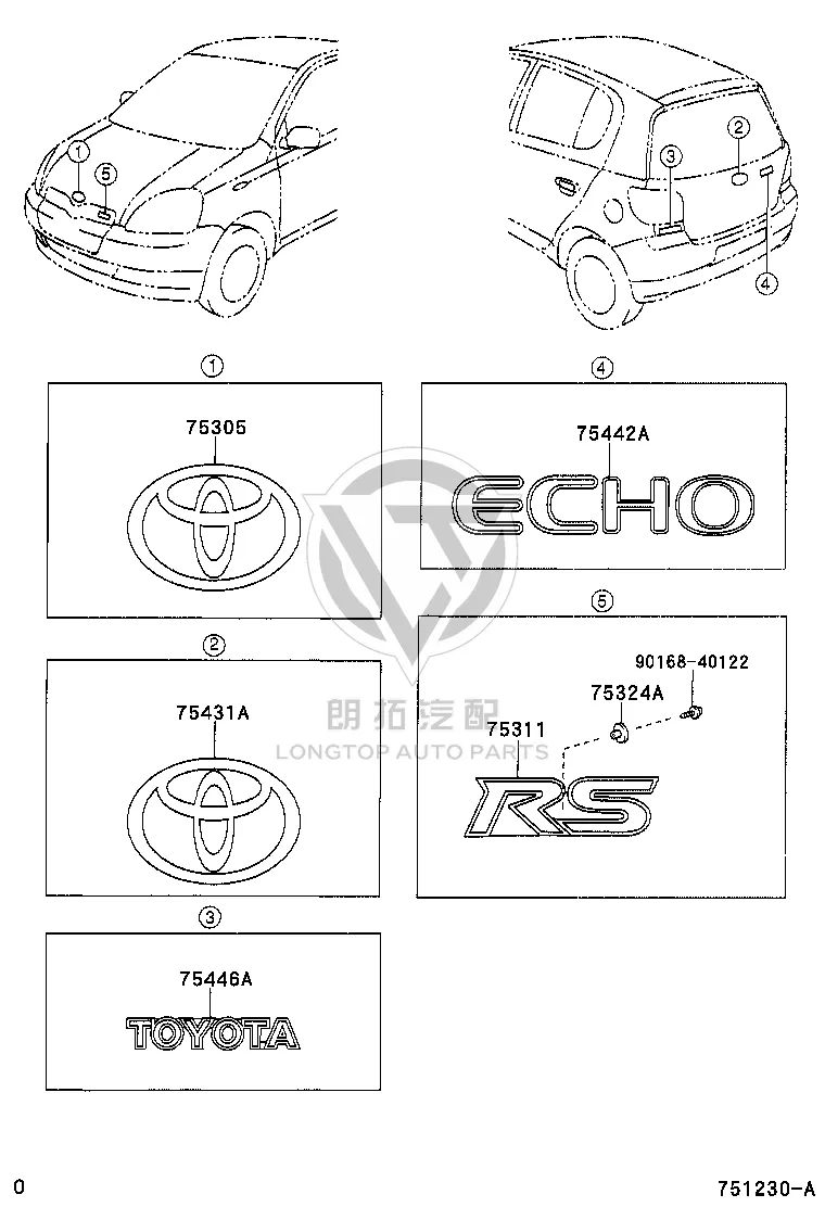 Front Grille Emblem 75311-52130 for Toyota ECHO