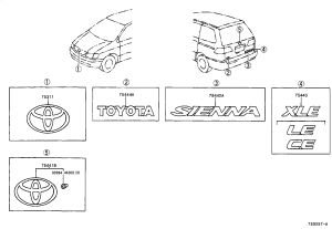 Tailgate Emblem 75443-08030 for Toyota Sienna