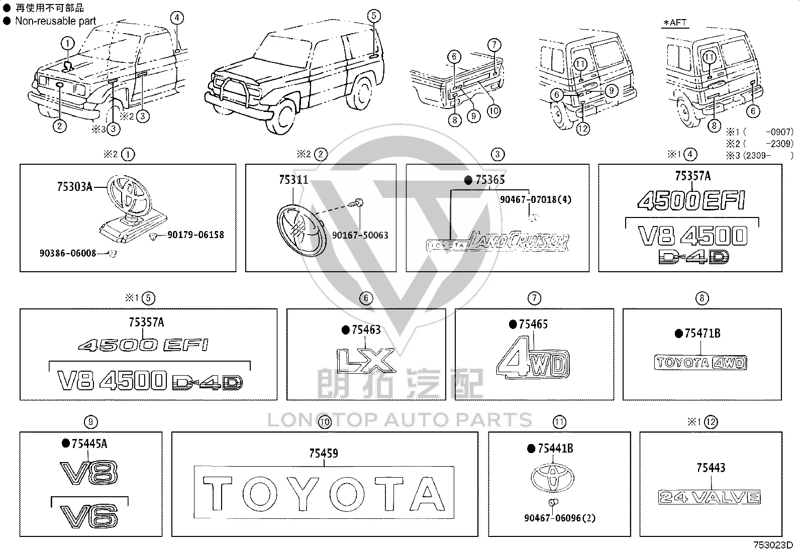 Front Fender Placard 75370-60020 for Toyota Land Cruiser
