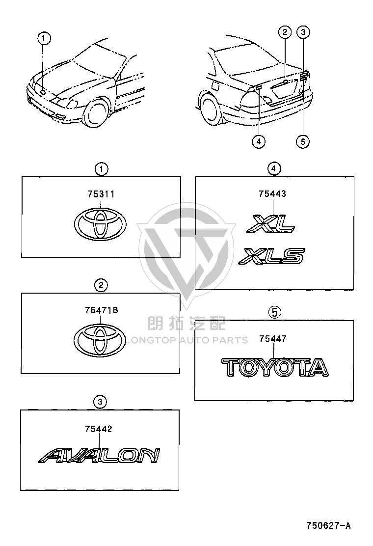 Rear body nameplate No.1 75471-07010 for Toyota Avalon