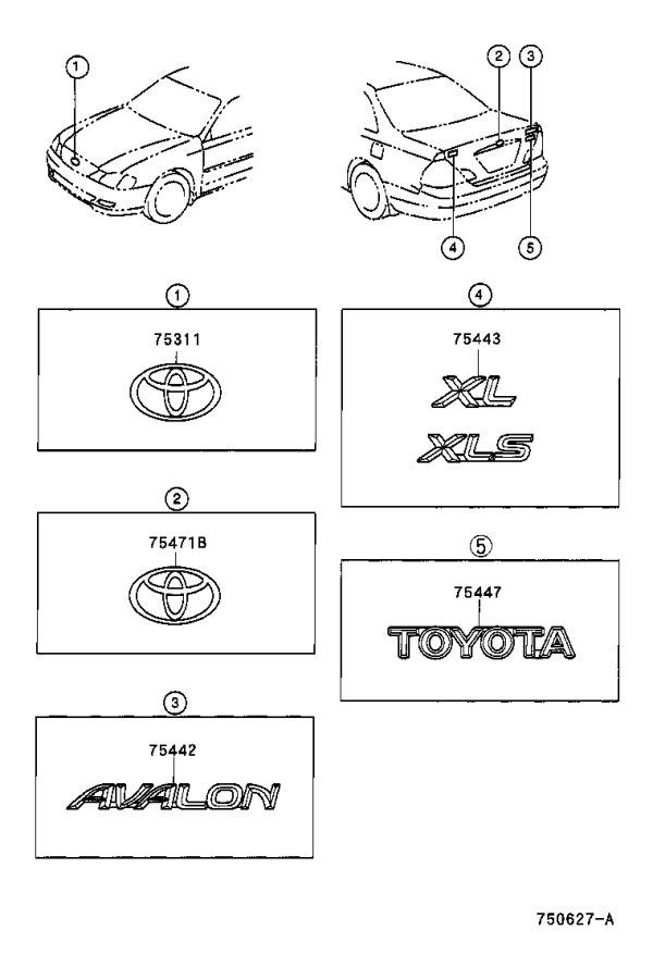 Rear body nameplate No.1 75471-07010 for Toyota Avalon