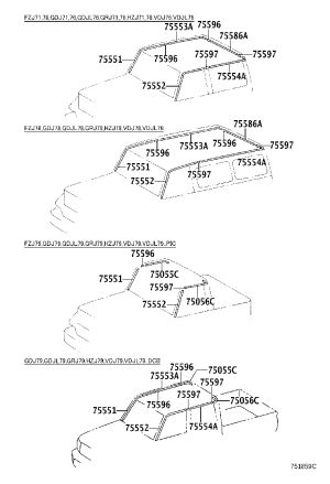 Roof Trim (Left) 75506-60010 for Toyota Land Cruiser