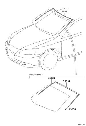 Front Windscreen Moulding 75531-33120 for Lexus ES240