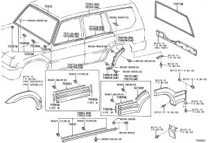 Rear Door Glass Trim Right Exterior 75721-60030 for Toyota Land Cruiser