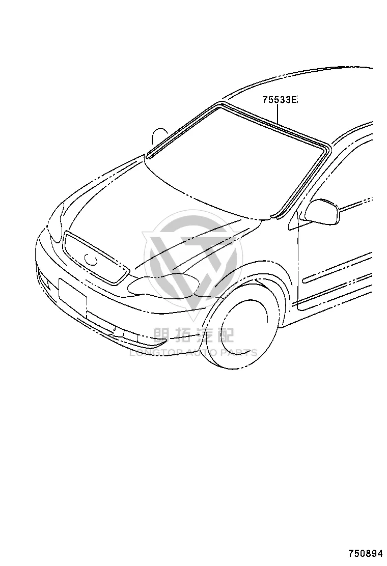 Front Windshield Molding 75533-12480 for Toyota Corolla
