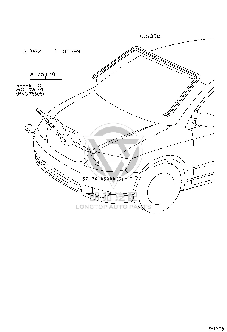 Front Windshield Molding 75533-02060 for Toyota Corolla