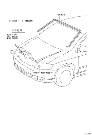 Front Windshield Molding 75533-02060 for Toyota Corolla