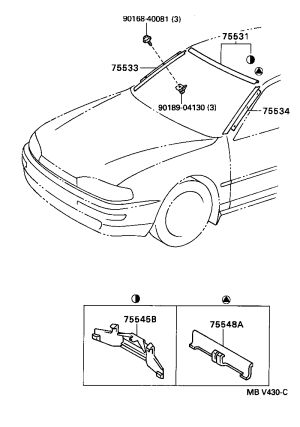 Right Front Windshield Molding 75533-33050 for Toyota Camry