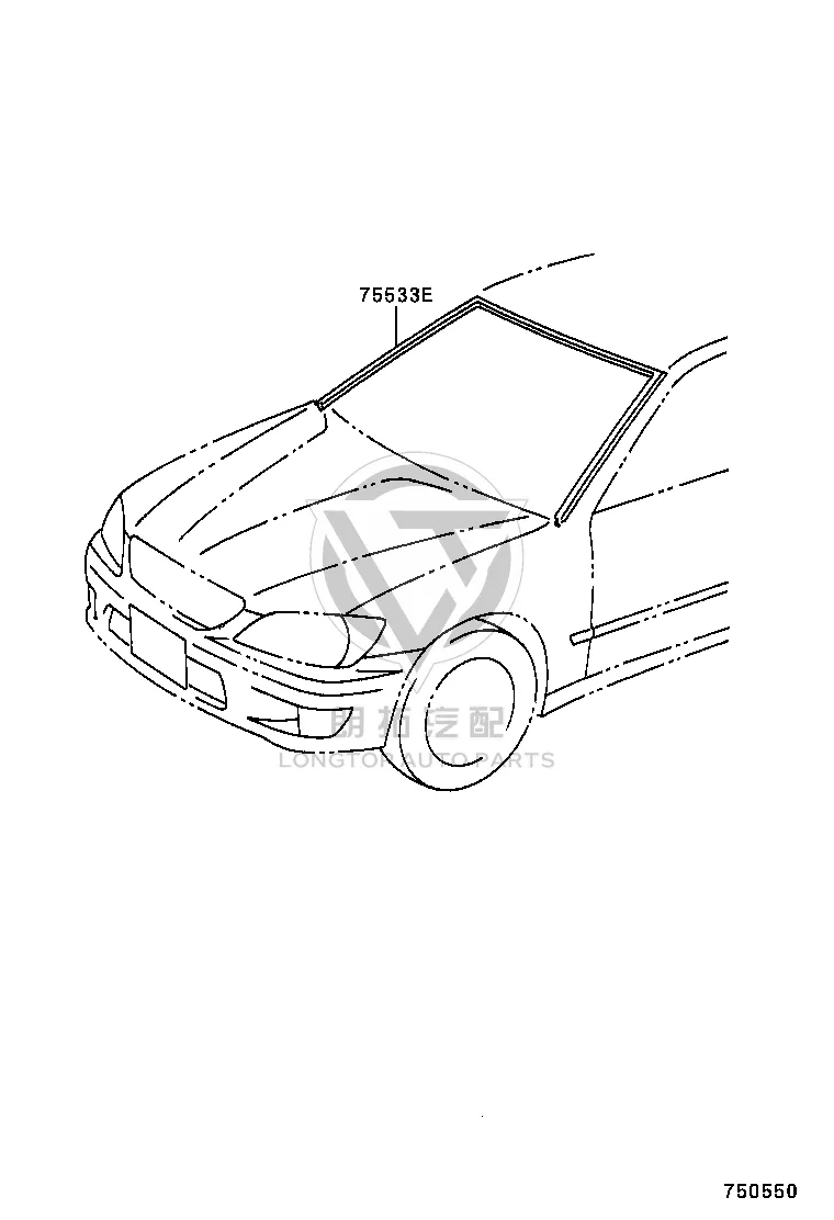 Front Windshield Trim Strip 75533-53020 for Toyota ALTEZZA