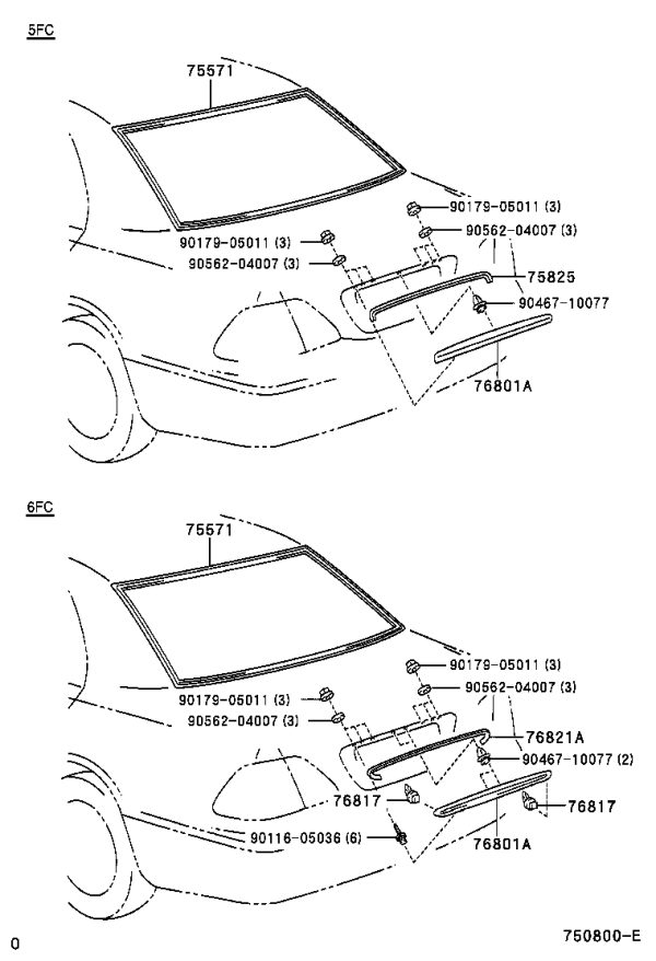 Luggage Door Outside Garnish Protector 76821-50010 for Toyota Celsior