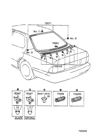Back Window Upper Protective Strip Combination Cover 75581-50020 for Toyota CELSIOR