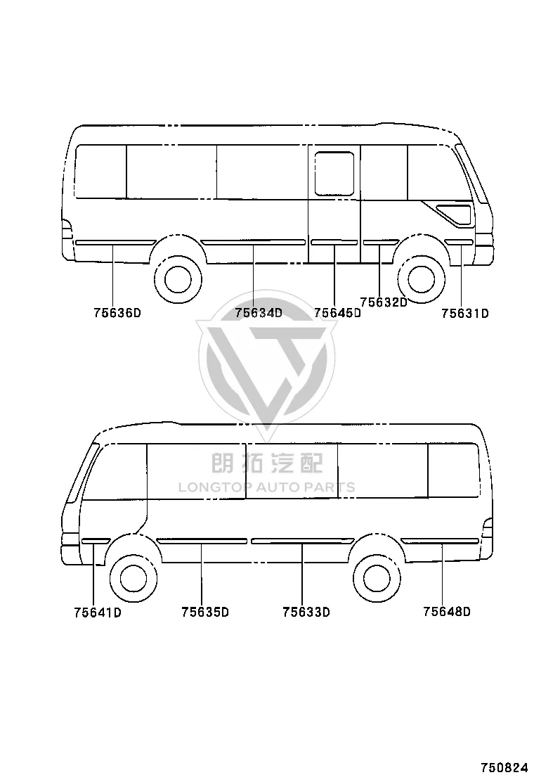 No. 1 Right Panel Lower Molding 75631-36010 for Toyota Coaster