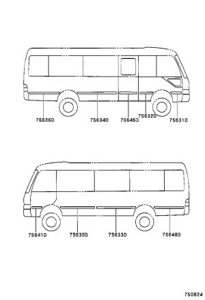 No. 1 Right Panel Lower Molding 75631-36010 for Toyota Coaster