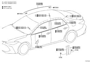 Front Door Glass Exterior Trim 75753-07040 for Toyota Avalon