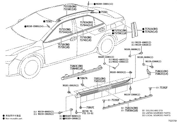 Rear Door Glass Weatherstrip 75740-06130 for Toyota Camry