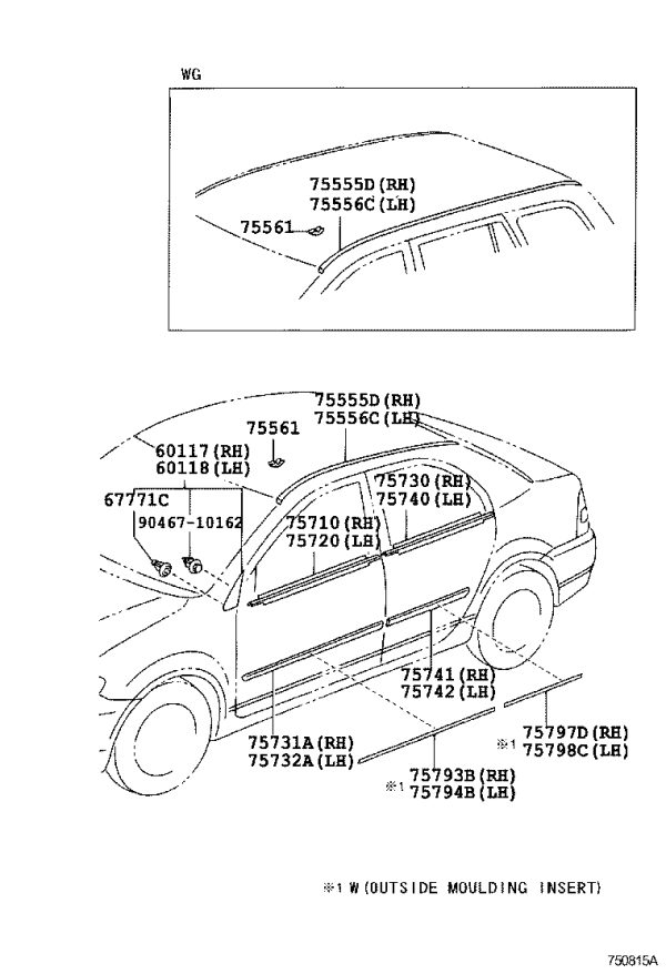 Front Door Exterior Trim Panel (Left) 75732-02900 for Toyota Corolla