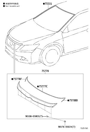 Front Fender Trim Strip 75770-06011 for Toyota Camry