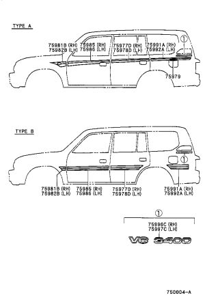 Left Rear Door Molding 75978-60140 for Toyota Land Cruiser