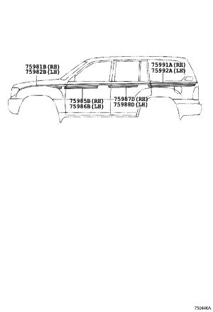 Left Rear Door Decal 75988-60520 for Toyota Land Cruiser