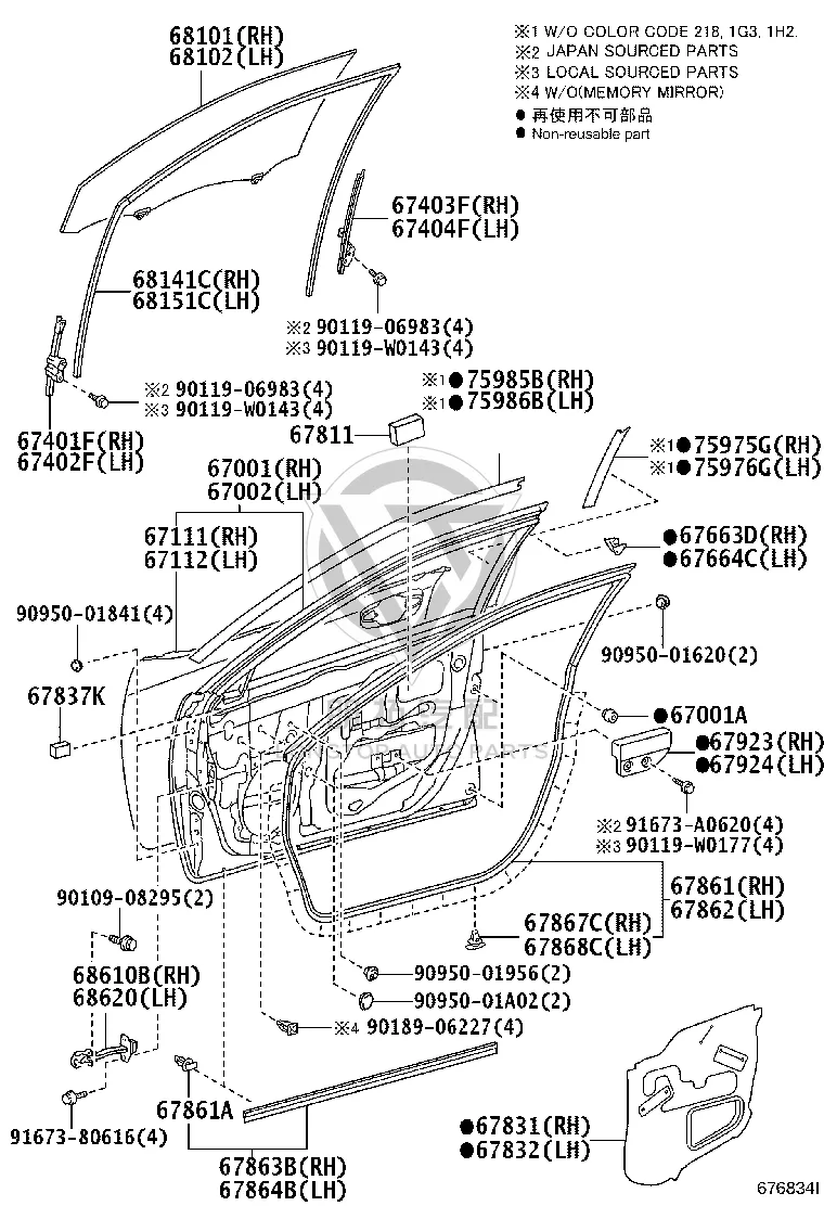 Front Door Glass Molding 75985-33020 for Toyota Camry