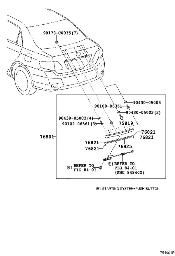 Tail lid moulding 76801-02690 for Toyota Corolla