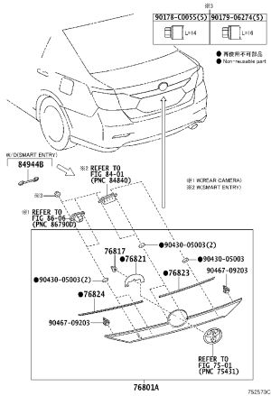 Tail Lid Moulding 76801-06760 for Toyota Camry