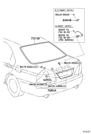 Tail lid moulding 76801-0N010 for Toyota Crown