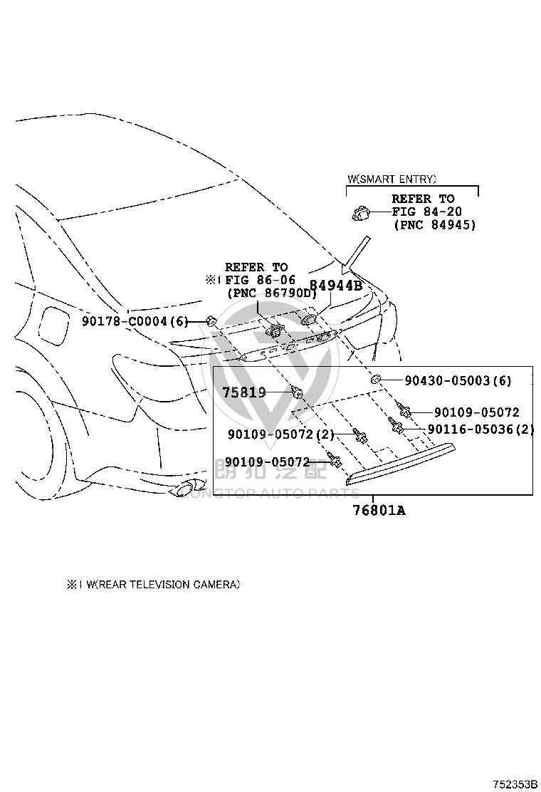 Tail Lid Moulding 76801-0P080 for Toyota Reiz