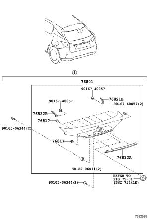 Tail lid moulding 76801-48440-C1 for Lexus RX Series