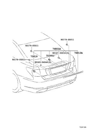 Tail Lid Moulding 76801-50090 for Lexus LS460