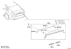 Tail lid moulding 76801-50140 for Lexus LS
