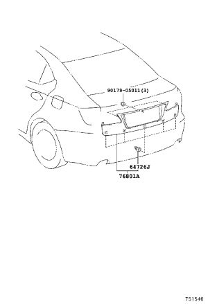 Tail Lid Moulding 76801-53071-A1 for Lexus IS250