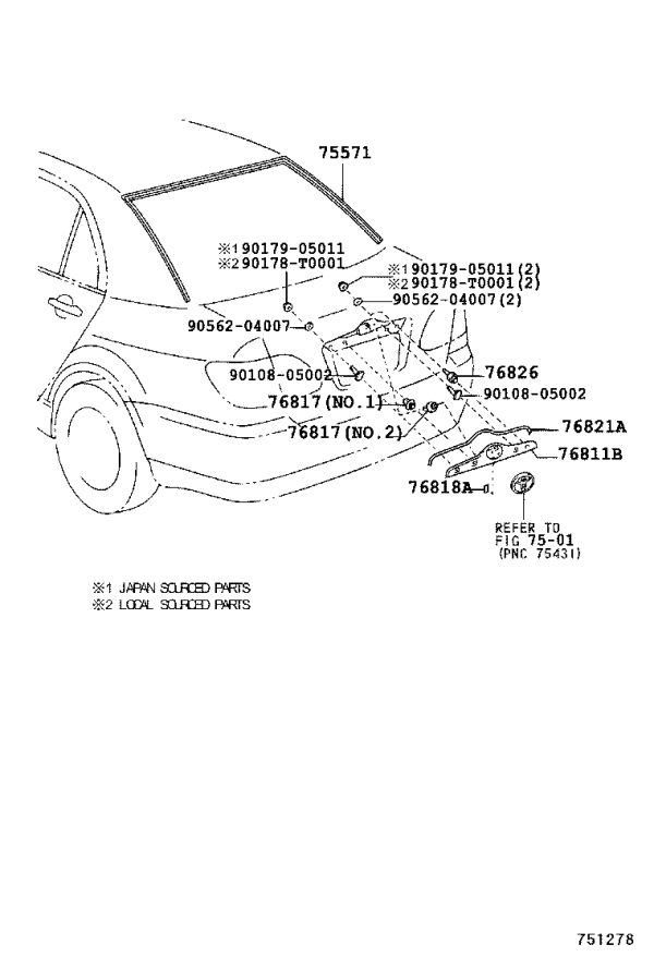 Tail Lid Moulding 76811-12906 for Toyota Corolla
