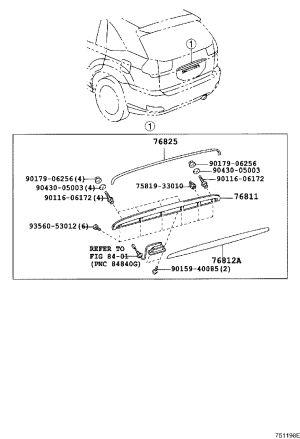 Back Door Garnish 76811-48110-E0 for Toyota HARRIER