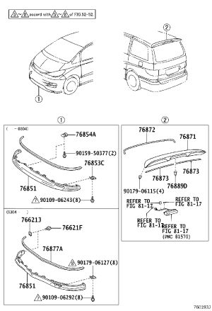 Rear Spoiler No. 2 Molding 76873-28110 for Toyota Previa