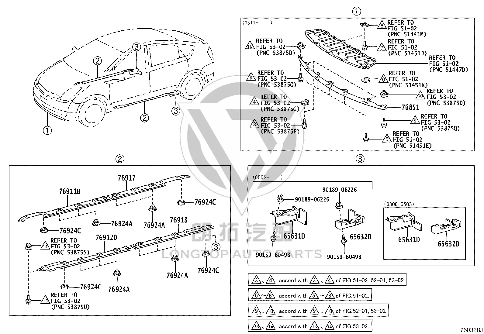 Right Fender 76911-47010 for Toyota Prius