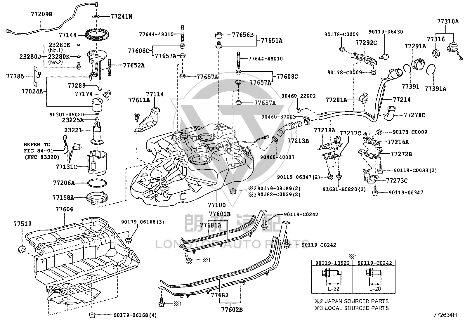 Fuel Filter 770240-E040 for Toyota Highlander