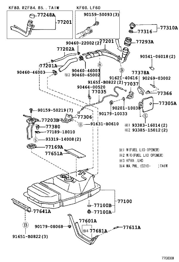 Fuel Filler Cap Lock Sub-Assembly 77037-38010 for Toyota T.U.V