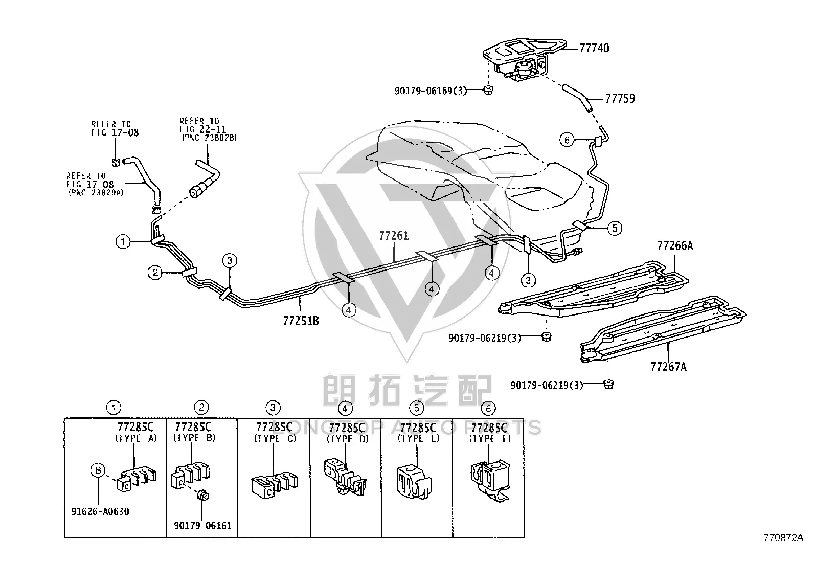 Fuel Tank Feed Pipe 77251-50080 for Toyota Celsior