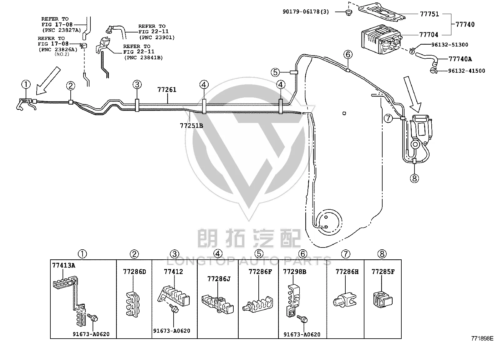 Canister Evaporative Discharge Pipe 77261-53090 for Lexus IS250